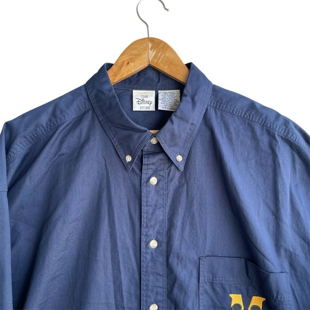 Vintage 90s Disney Mickey Mouse Embroidered Button-Down Shirt Blue Men’s XXL - Picture 4 of 4
